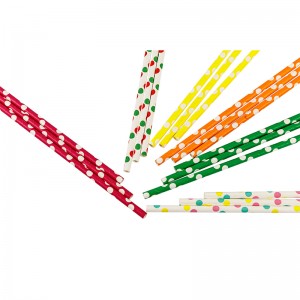 Manufacturers directly provide fully degradable beverage paper straw, disposable environmental protection Dot color straight straw, which can be wholesale customized