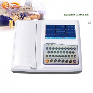 SUN-8121 Digital portable 12 channel 12 leads color large screen ECG machine high quality EKG