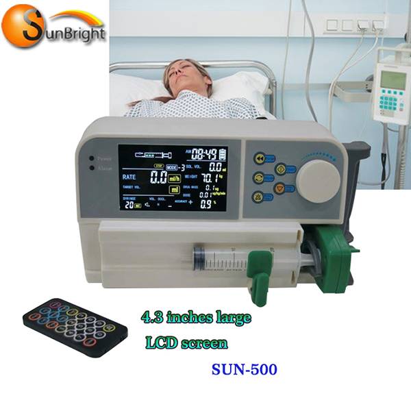 Syringe pump SUN-500 cheap icu portable safe electric infusion syringe pump Featured Image