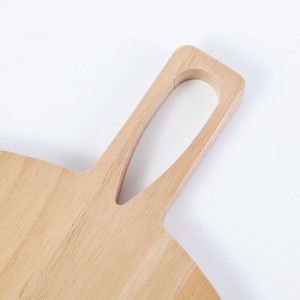 Suncha Round Rubber Wood Cheese Board Serving Tray with Handle