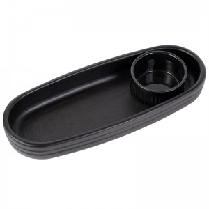 Suncha Black Washed Rubber Wood Serving Tray