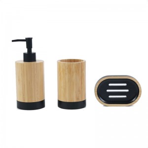Suncha Bamboo Bathroom Accessory Set 3 pieces with Black painting For Bathroom