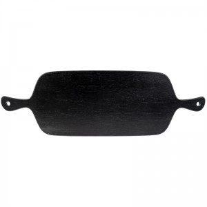 Suncha Black Washed Rubber Wood Serving Tray with Handles