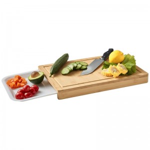Suncha Bamboo Cutting Board with Container for Kitchen
