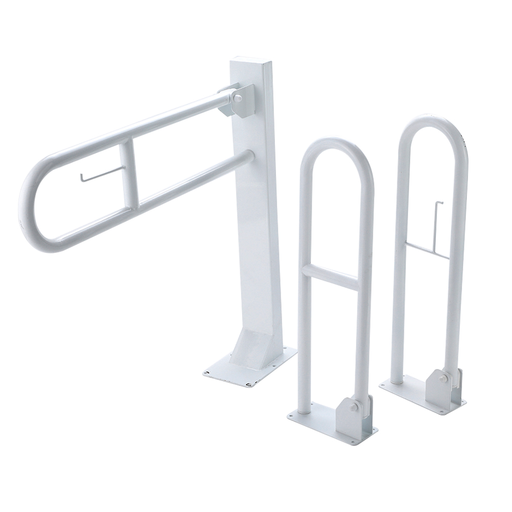 White hinged bathroom safety rail Handrail bar support Bathroom folding support rail