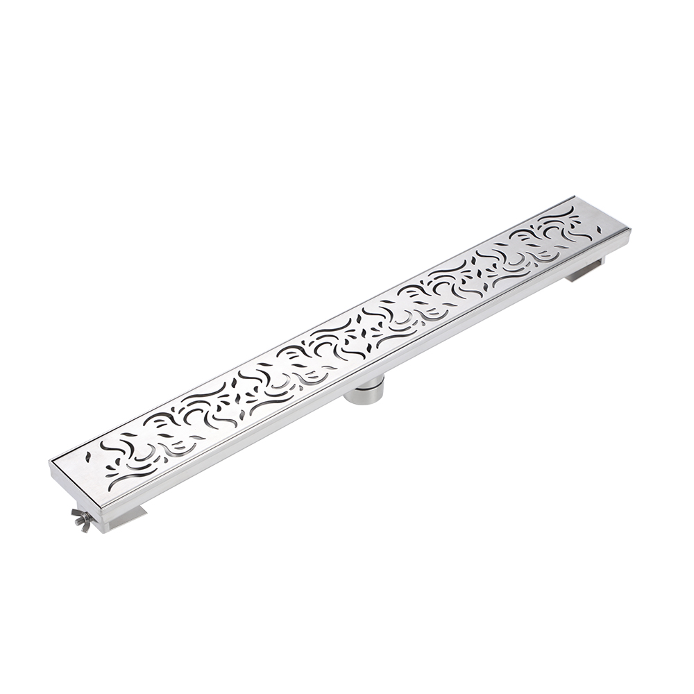 Linear Stealth Floor Grate Bathroom Shower Waste Drain 304 Stainless Steel or copper chrome  paisley pattern