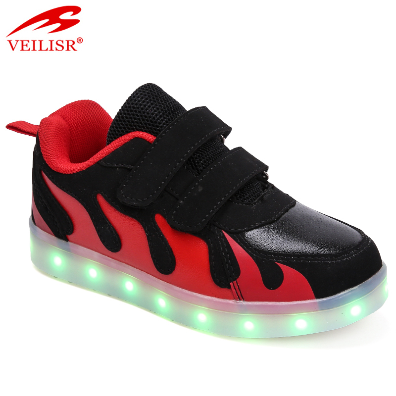 Zapatos PU upper children casual shoes kids LED light shoes