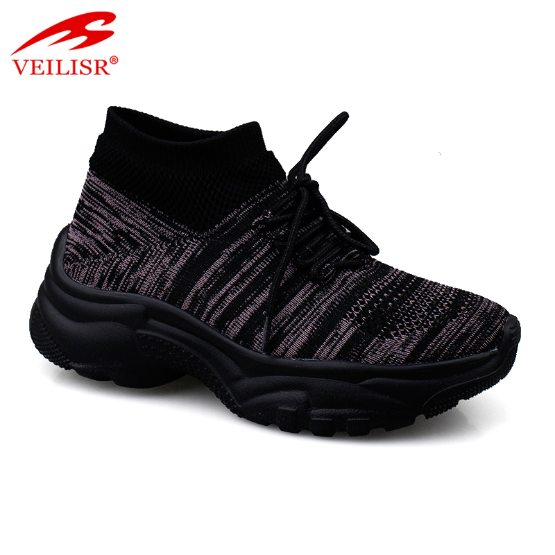 China Manufacturer Wholesale Low Price Fashion Comfortable Outdoor knit fabric ladies sports casual shoes chunky women sneakers