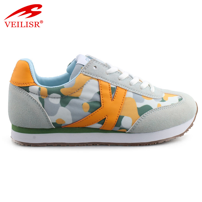 Custom printed fabric faux suede casual shoes women fashion sneakers