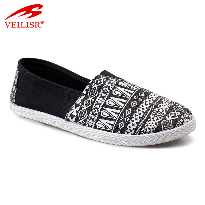 Outdoor ladies slip on flats casual canvas shoes for woman