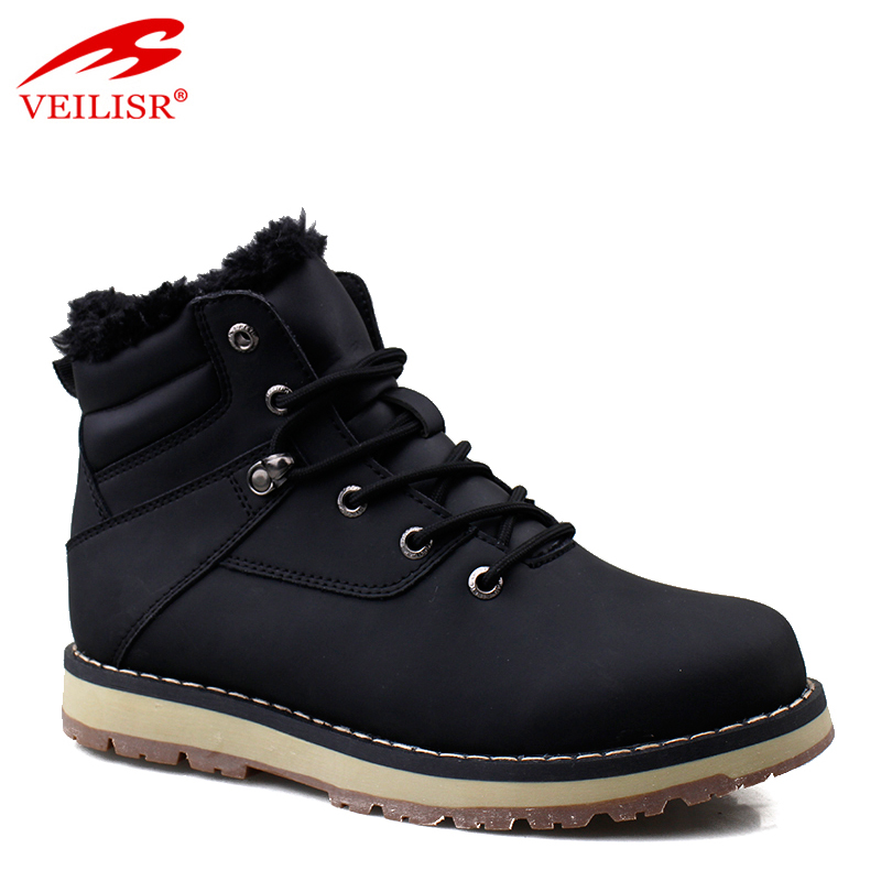 Outdoor faux leather fashion mid top footwear fur winter men boots