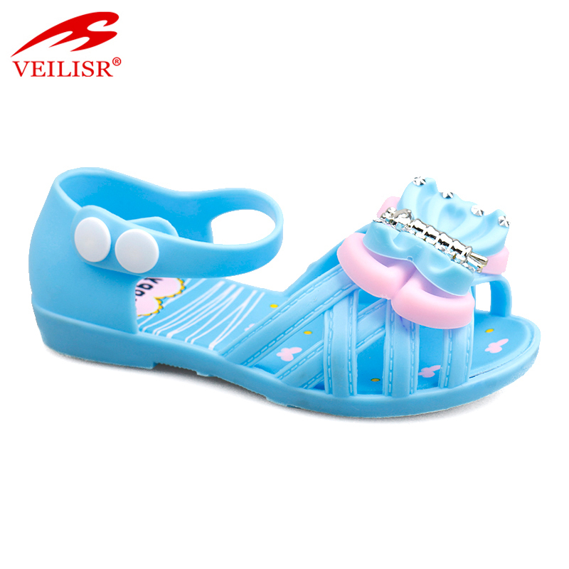 Bowknot design children PVC footwear jelly shoes led light kids sandals