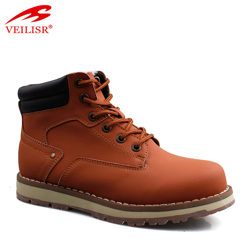 Outdoor faux leather fashion mid top footwear fur winter men boots