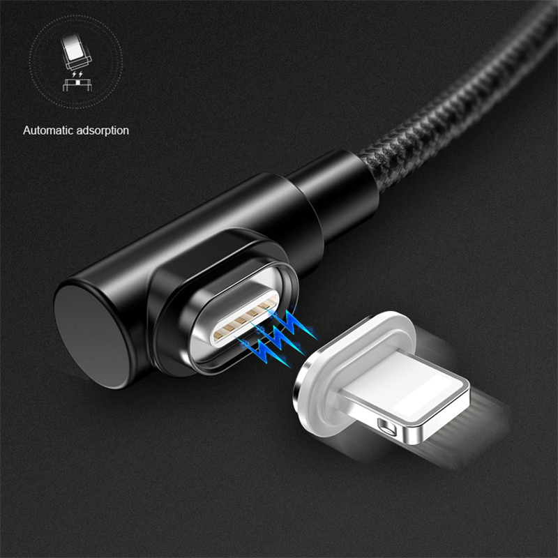 Vnew Hot Sell Multifunction 90 Degree Nylon Braid 3a Usb To Type C Micro 8pin Magnetic Cable For Mobile Phone