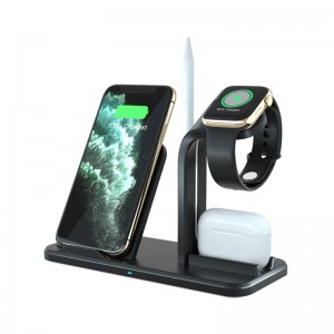 Vnew Top Seller Qi Fast Charging Stand Dock Wireless Charger 3 In 1 Charger Station With Pen Holder For Wireless Earphone