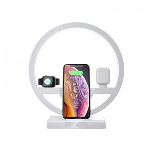 Vnew Hot Sell Multifunction Desk Station Led Lamp Qi Fast Wireless Charger Fast Charging For Smart Phone /Smart Watch