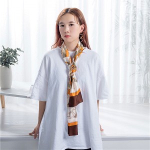 Narrow size women digital print silk scarf