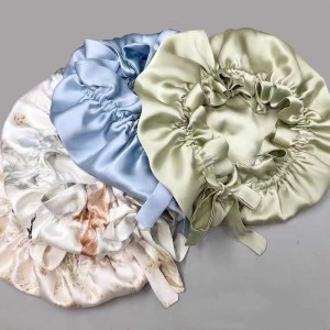 Wholesale Custom Logo Double Layer  Silk Designer Night Cap Bonnet