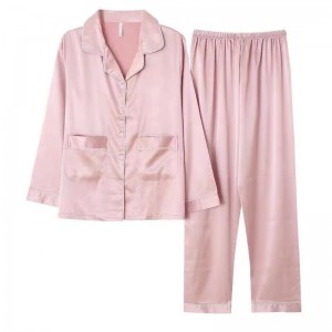 主图wholesale small MOQ Amazon hot selling 2 piece set polyester colored satin  women's pajamas sleepwear