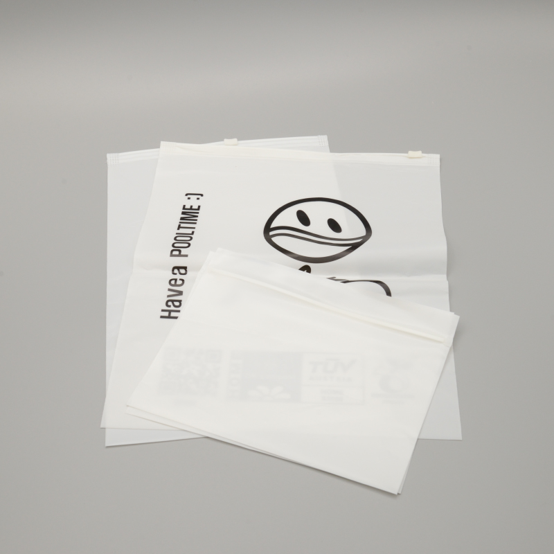 Printed Logo zippered PLA biodegradable garment swimwear packing zipper bag