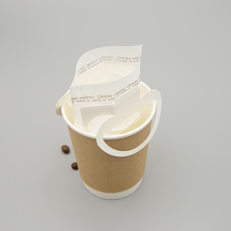 22D heart shaped non woven coffee bag with hanging ears