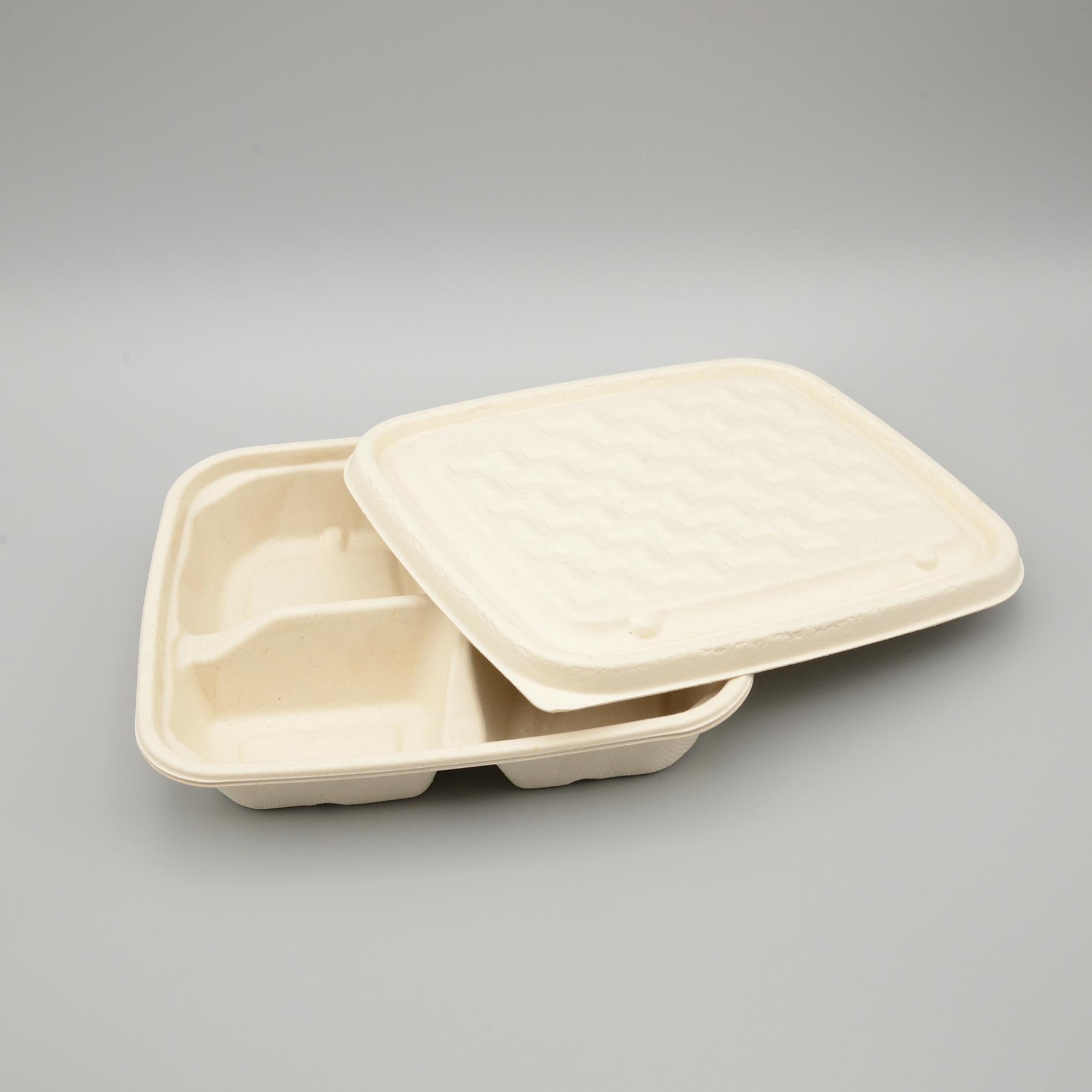 Disposable Sugarcane Bagasse 3 Compartments Biodegradable Food Container