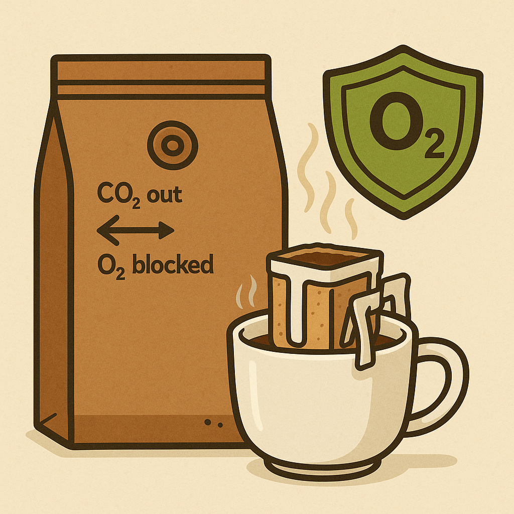 Drip Bag Coffee Filters with Oxygen Barrier Pouch — Protecting Freshness from Roast to Cup
