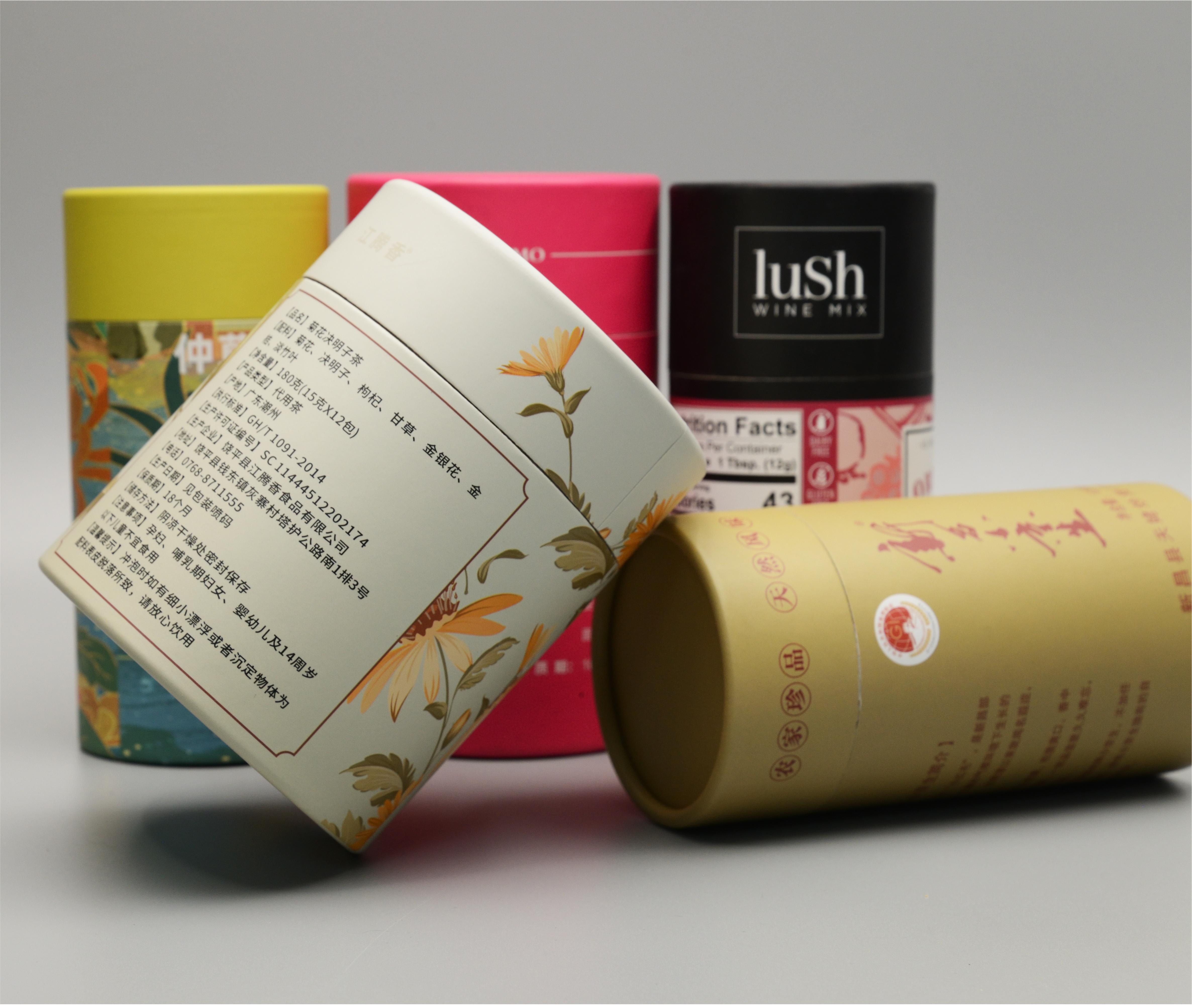 Floral Printed Paper Packing Tube for Tea