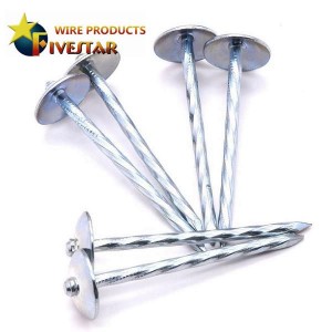 9gauge Twist shank,Galvanized umbrella head roofing nails