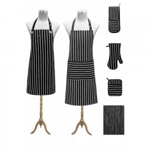 Wholesale Custom Logo Cotton Polyester Waterproof Chef Cooking Aprons For Cafe Restaurants Kitchen Apron