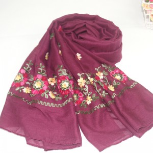 Women’s autumn and winter cotton linen embroidered scarf Ethnic style embroidered linen Bohemia sun shawl
