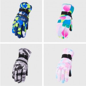 Zipper Multicolor Graffiti Adult Thickened Warm Gloves-Yiwu Gloves Agent