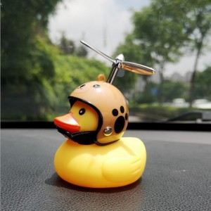 Magnet duckling car decoration with helmet yellow duck head with propeller