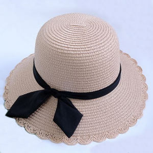 Wholesale custom Wide Brim Beach Straw Floppy Hats with black band