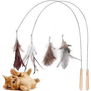 Ecofriendly funny feather pet cat toys cat teaser ,cat wand with teaser stick toys