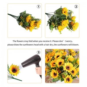 Guess Artificial Sunflower Bouquet,7 Flowers Per Bunch, 2 Bunches Per Pack For Wedding Decoration