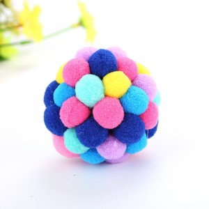 Dropshipping pet toys Colorful Handmade Bouncy Ball Interactive Toy Cat Plush Set Cat Toys Interactive