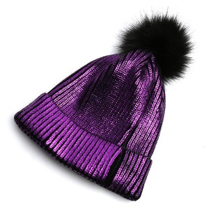 fashion winter woman fur balls warm soft beanies thick knit hat