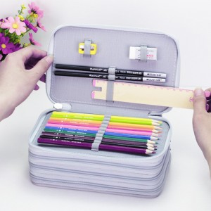 Office School Stationery supplies pencil case with stationery pencil case leather pencil case 3 layers