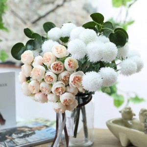 Bouquet Single Stem Artificial Plastic Silk Chrysanthemums Ball Flower For Home Wedding Decoration