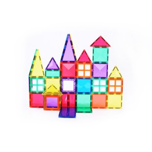 educational 100pcs clear magnetic building tiles toys blocks plastic construction set for kids