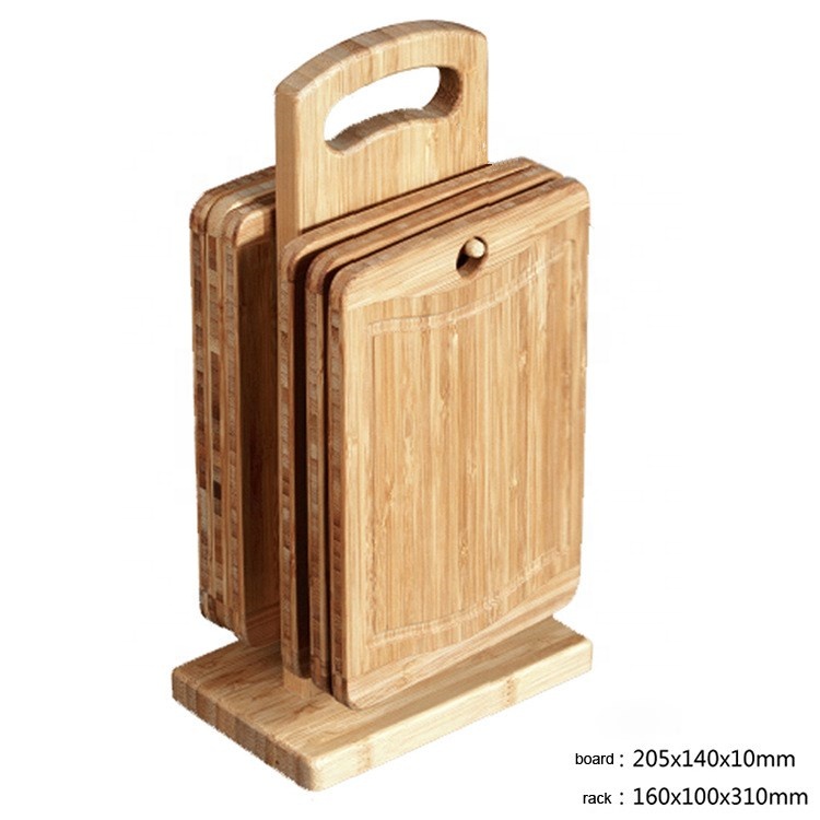 Natural bamboo mini cutting board set with stand