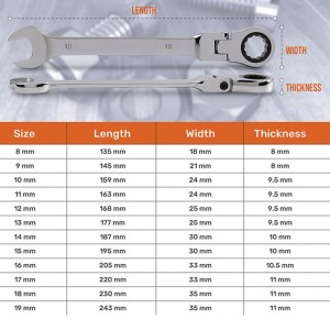 8-19mm Flexible Ratchet Combination Wrench Spanner Keys Set 4 buyers