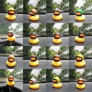 Magnet duckling car decoration with helmet yellow duck head with propeller