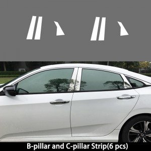 Stainless Steel Car Door B&C Pillar Cover Lower Window Molding Trim for Honda Civic 10th Accessories 2016-2020