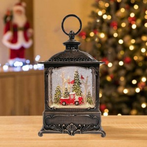 Christmas and Home Decoration Lantern Globe XmasTree Scene Shining Led Light Up Snowstorm Red Bird Snow Globe