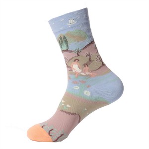 French oil painting socks Europe and the United States light luxury literary men’s and women’s tide socks mid-tube socks autumn and winter cotton long socks Yiwu wholesale agent
