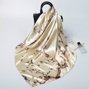 Wholesale customized new design digital printing silk scarf polyester printed head accessories square satin hijab scarf