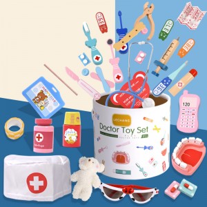 Wooden children’s doctor nurse stethoscope medical barrel suit girl cosplay simulation play house toy best one-stop service china agent