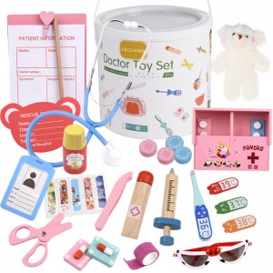 Wooden children’s doctor nurse stethoscope medical barrel suit girl cosplay simulation play house toy best one-stop service china agent